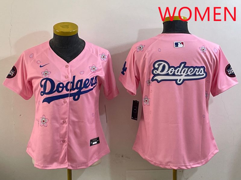 Women Los Angeles Dodgers Blank Pink Sakura Edition 2025 Nike MLB Jersey style 13